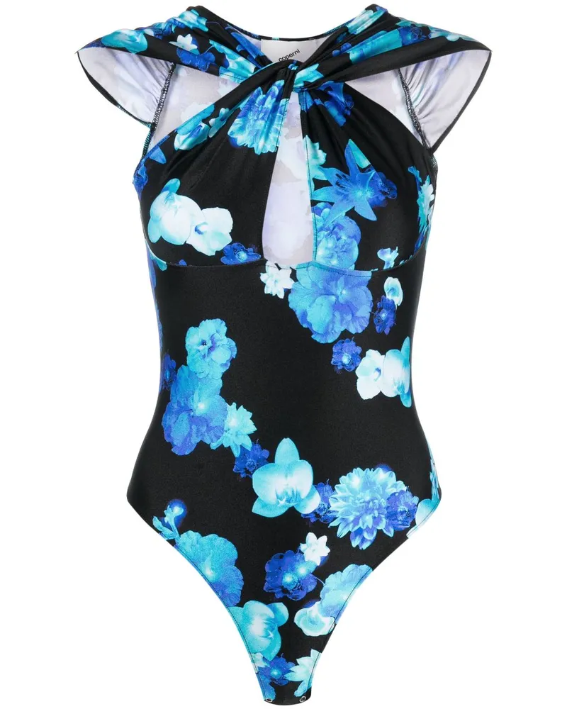 COPERNI Body mit Blumen-Print - Schwarz Schwarz