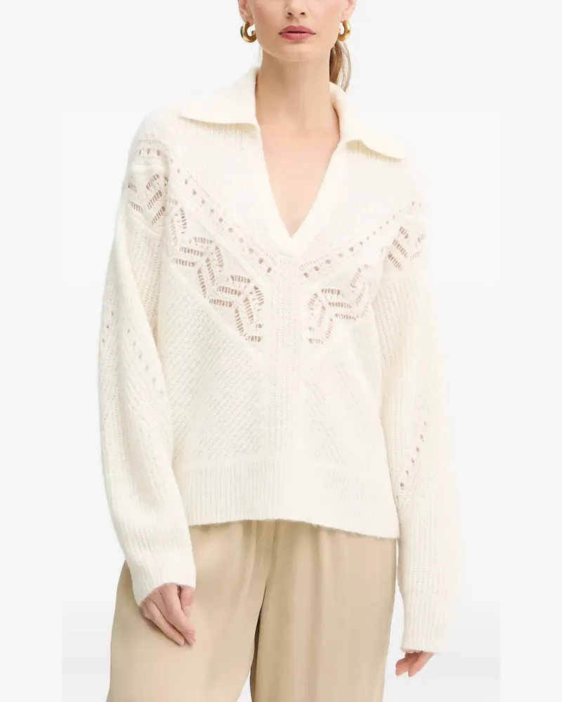 HUGO BOSS Pullover mit offenem Kragen - Nude Nude