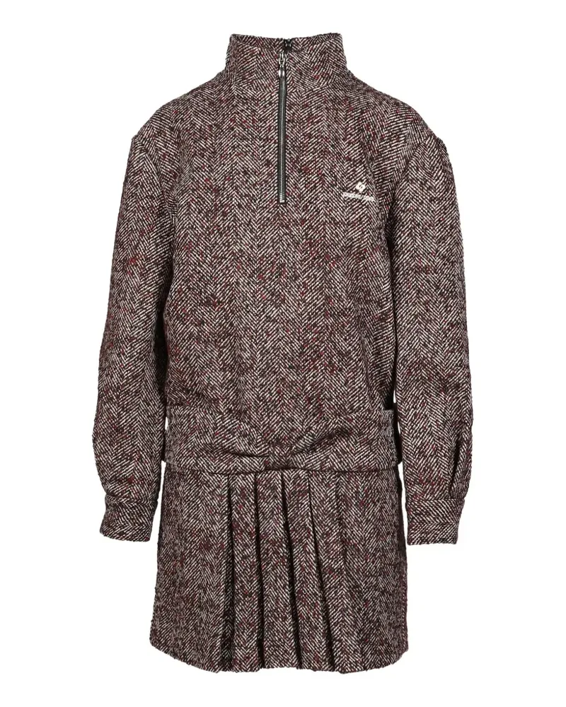 SHUSHU/TONG Minikleid mit Fischgrätenmuster - Braun Braun