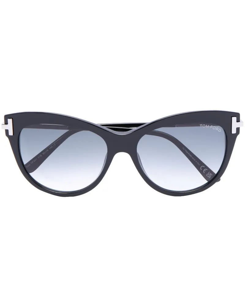 Tom Ford Cat-Eye-Sonnenbrille mit Logo - Schwarz Schwarz