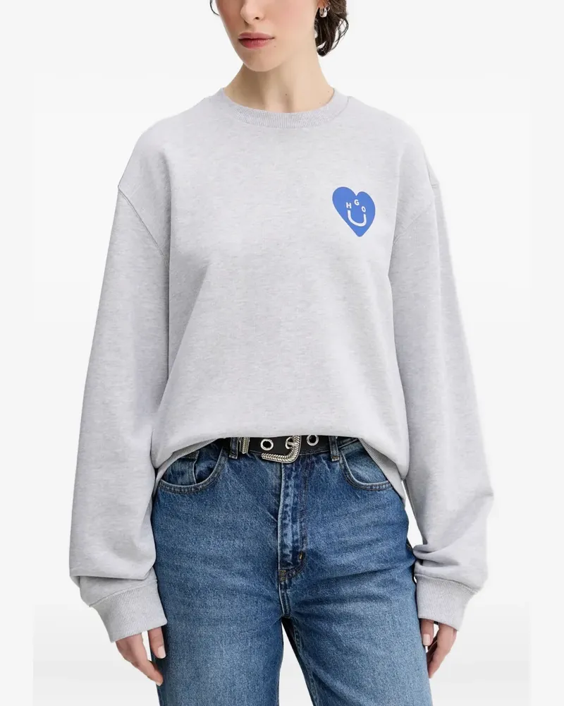 HUGO BOSS Sweatshirt mit Herz-Logo - Grau Grau