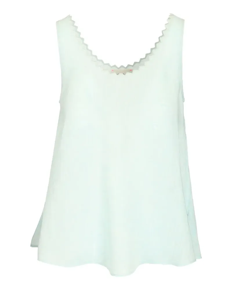 forte_forte scalloped-edge embroidered top - Blau Blau