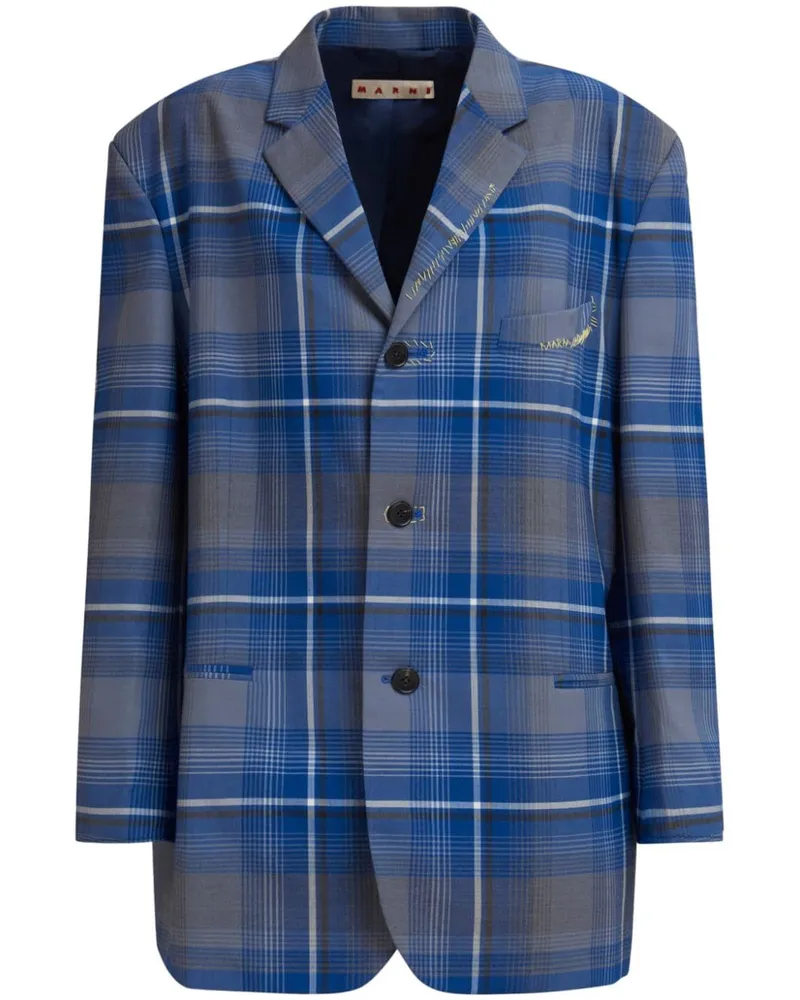 Marni Karierter Blazer mit Logo-Stickerei - Blau Blau