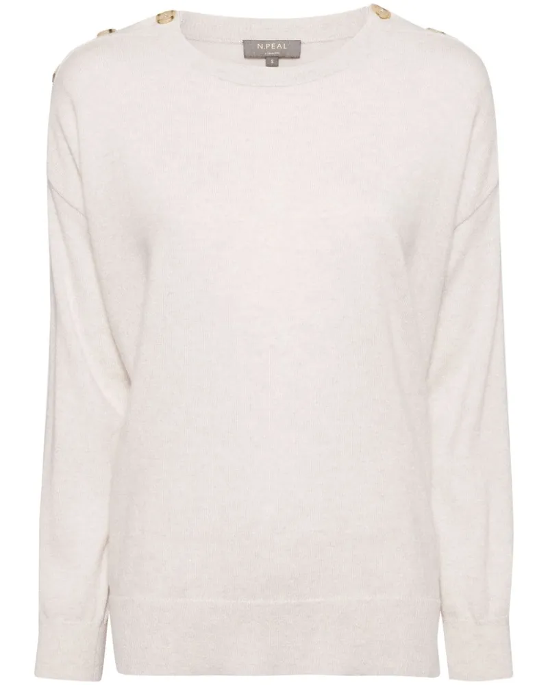 N.Peal Pullover aus Kaschmir mit geknöpften Schultern - Nude Nude