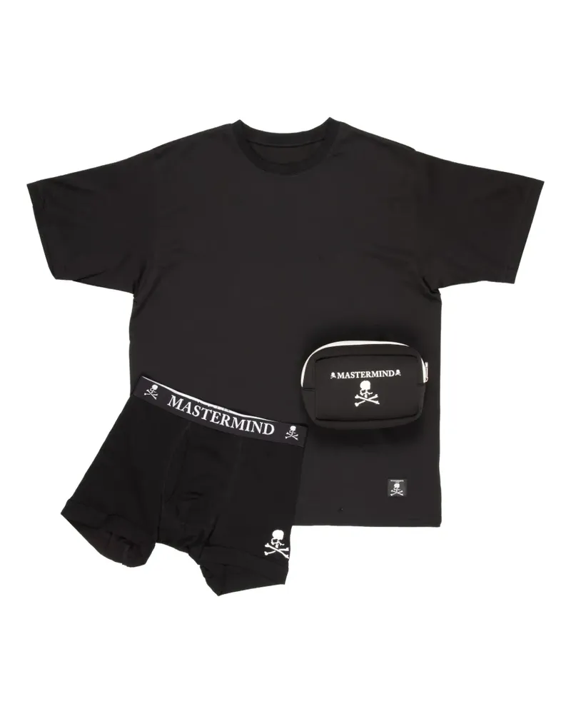 Mastermind World Set aus T-Shirt und Badehose mit Totenkopf - Schwarz Schwarz