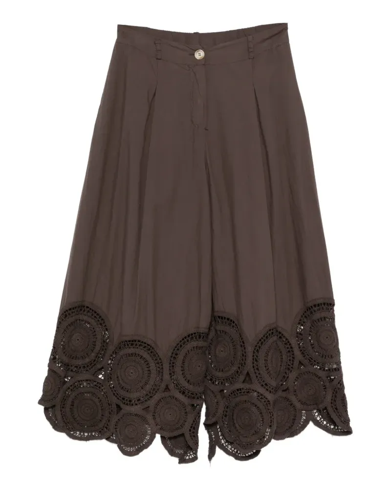 VICOLO crochet-trim trousers - Braun Braun
