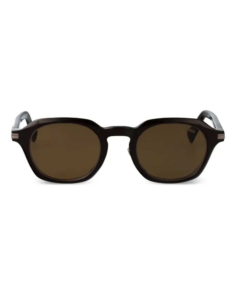 Ermenegildo Zegna shiny round sunglasses - Braun Braun