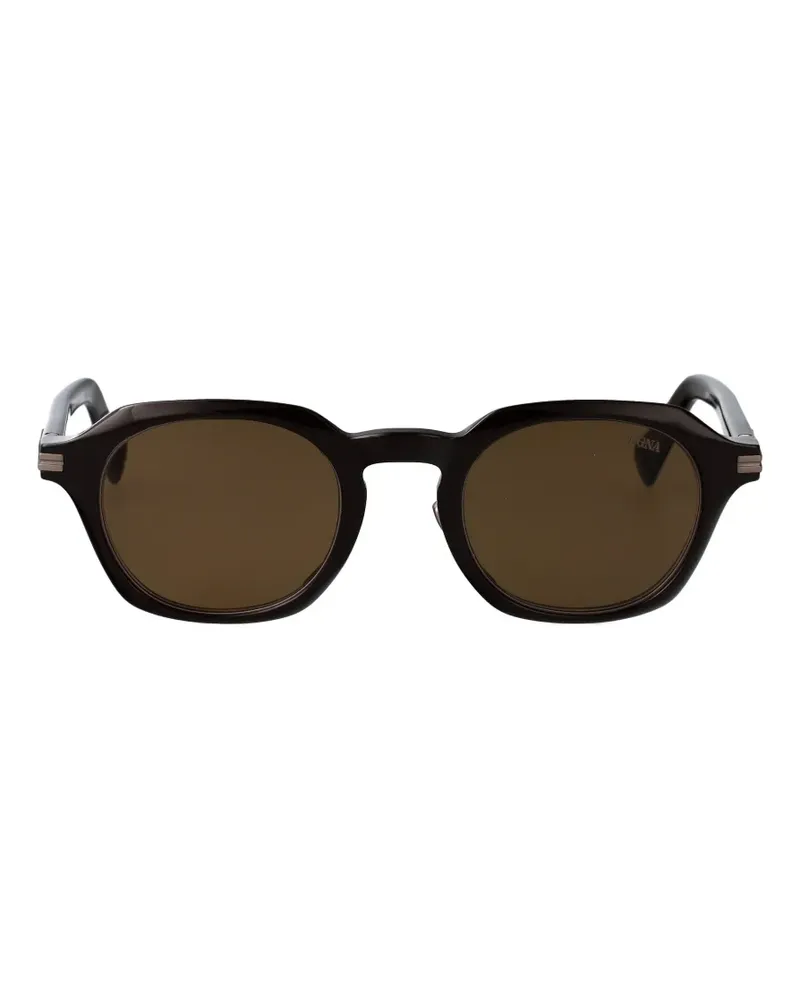 Ermenegildo Zegna shiny round sunglasses - Braun Braun
