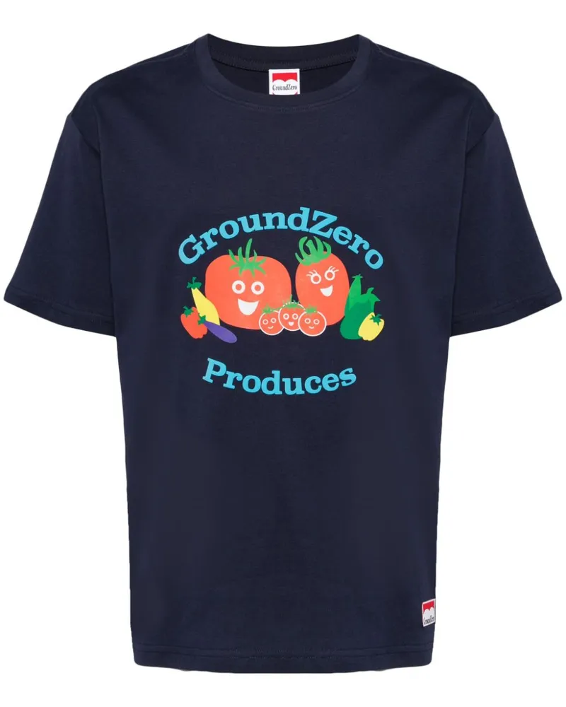 Ground Zero T-Shirt mit grafischem Print Blau