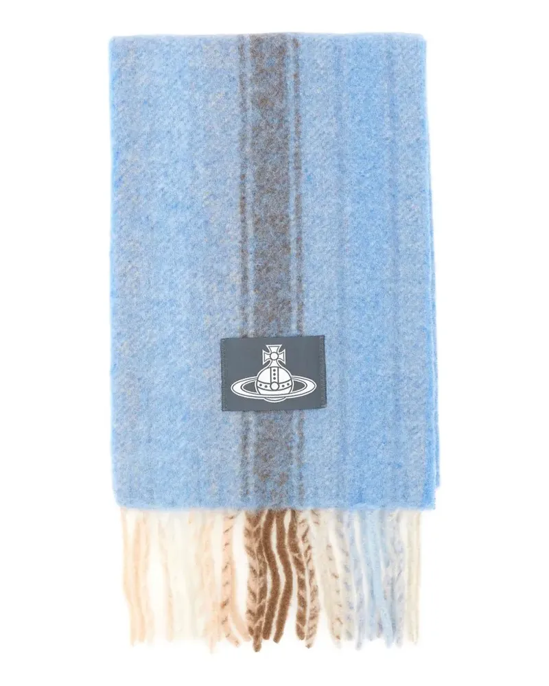 Vivienne Westwood striped logo-patch scarf - Blau Blau
