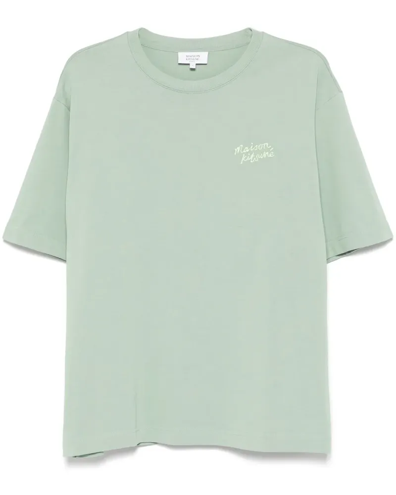 Kitsuné T-Shirt mit Logo-Stickerei - Grün Grün