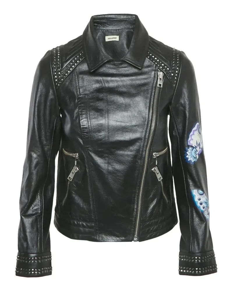 Zadig & Voltaire Nietenjacke mit Schmetterling-Print - Schwarz Schwarz