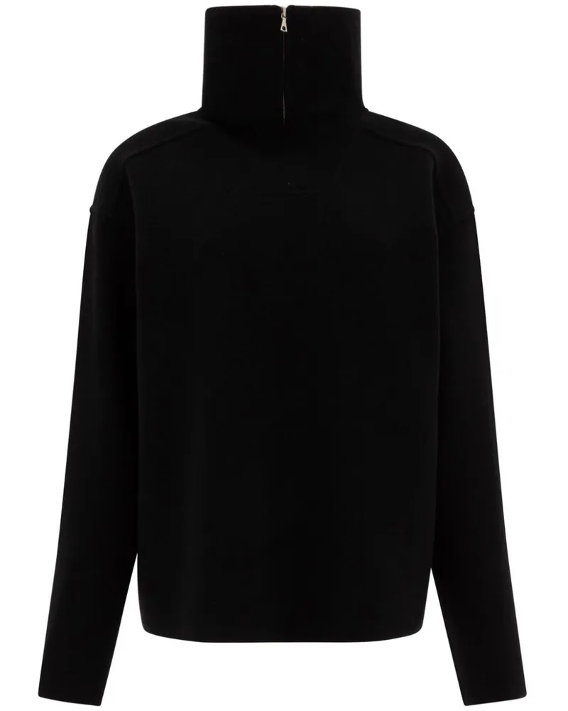 AURALEE Rollkragenpullover mit Reißverschluss - Schwarz Schwarz