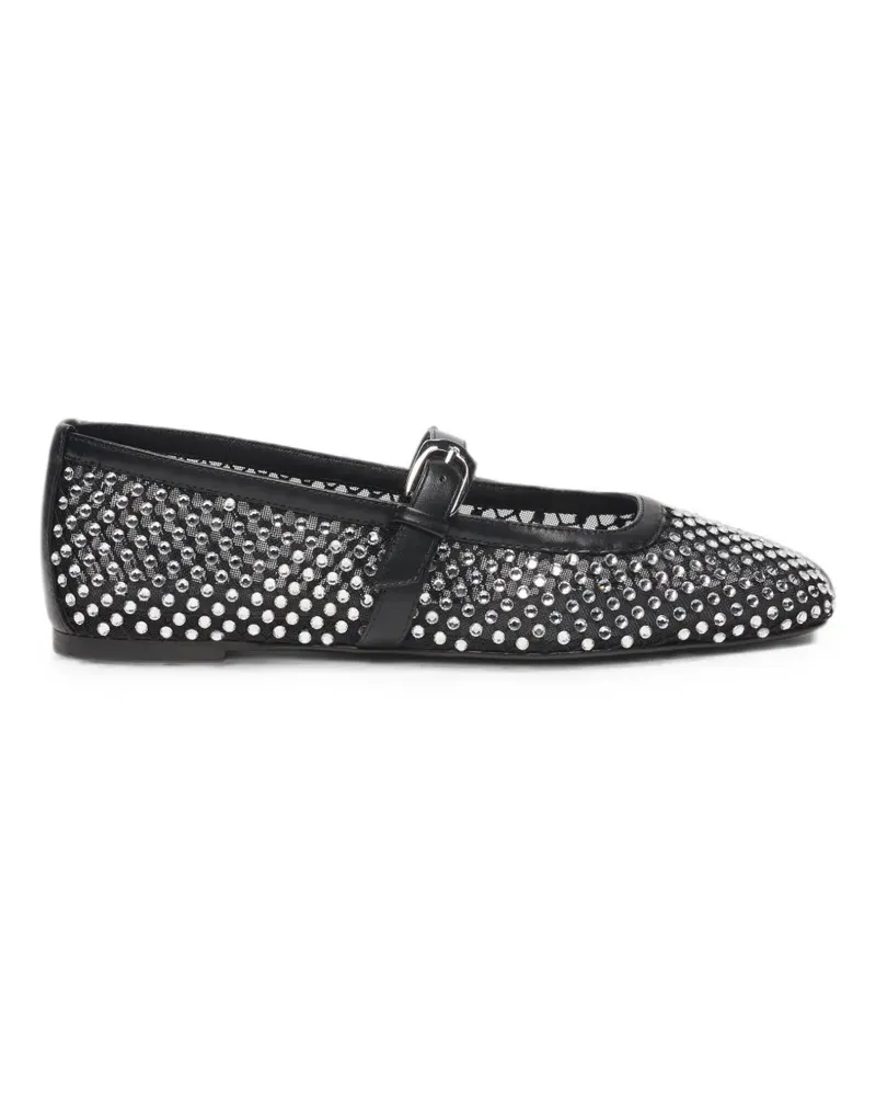 Stuart Weitzman crystal-embellished mesh ballet flats - Schwarz Schwarz