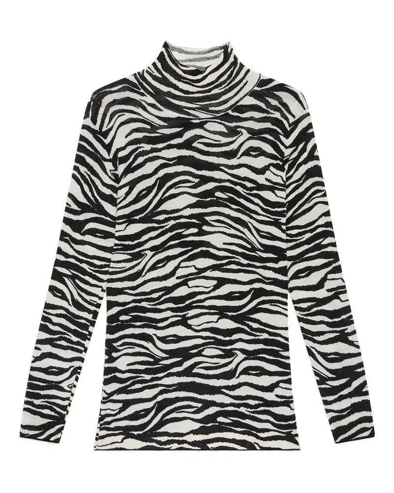 Maliparmi Stehkragen-Oberteil mit Zebra-Print - Weiß Weiß