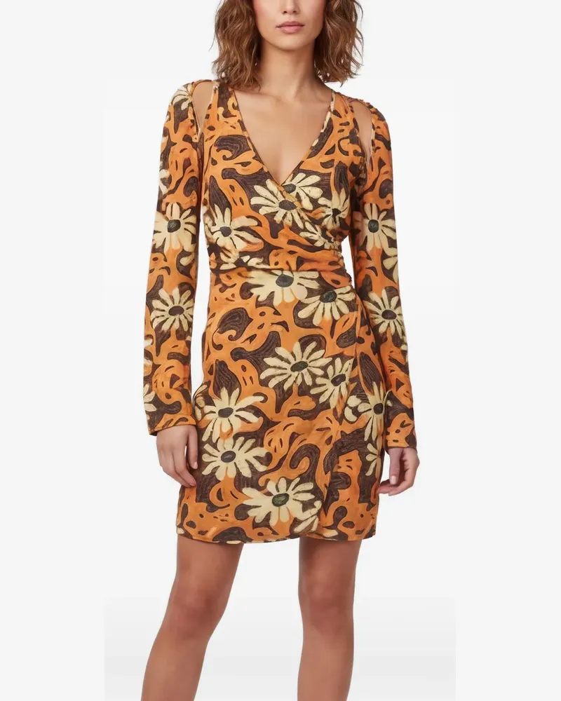 Nanushka Wickelminikleid mit Blumenprint - Orange Orange