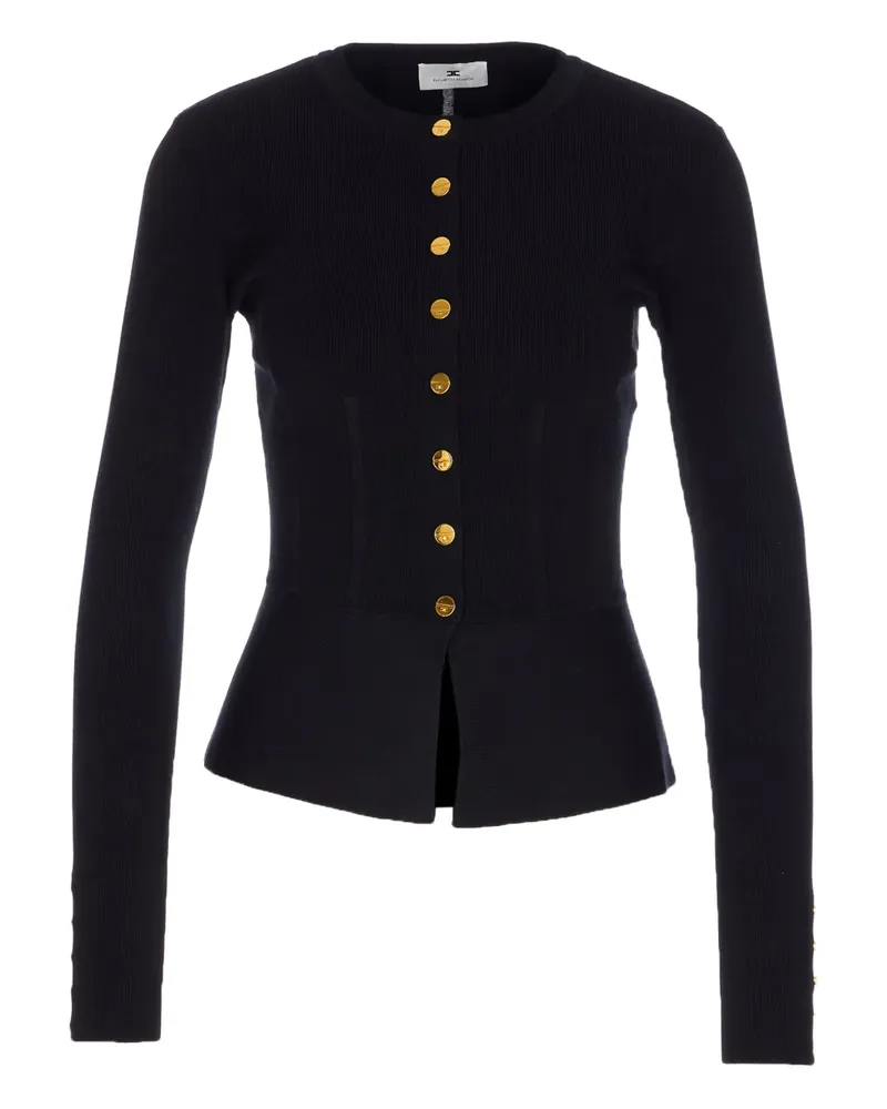 Elisabetta Franchi Gerippter Cardigan mit Knopfmanschetten - Schwarz Schwarz