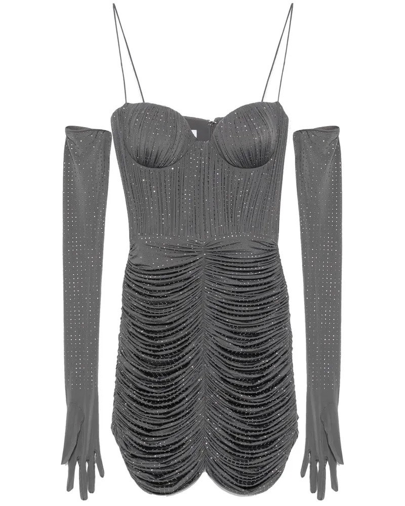 Alex Perry Gerafftes Minikleid mit Kristallen - Grau Grau
