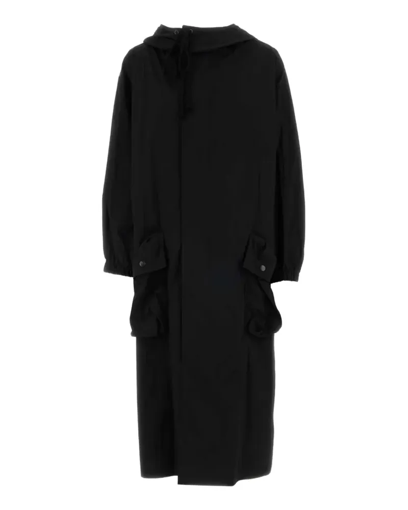 Yohji Yamamoto hooded drawstring coat - Schwarz Schwarz