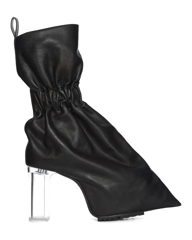 Rick Owens ruched leather ankle boots - Schwarz Schwarz