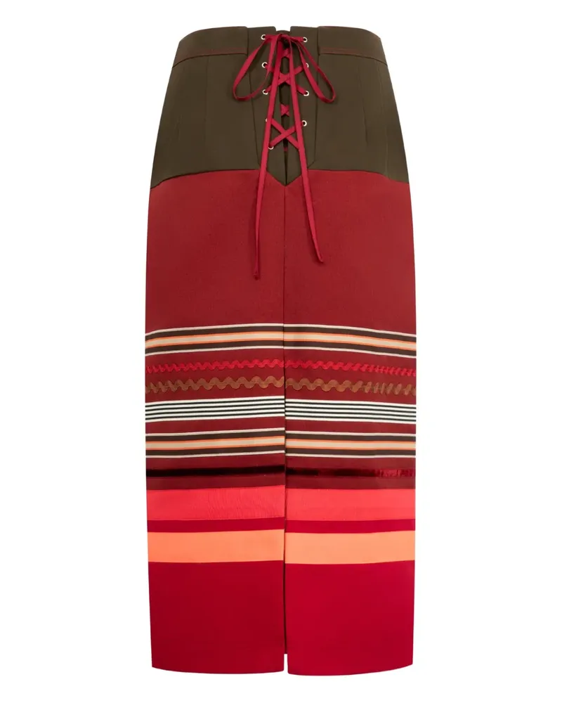 Christopher John Rogers embroidered colourblock pencil skirt - Rot Rot