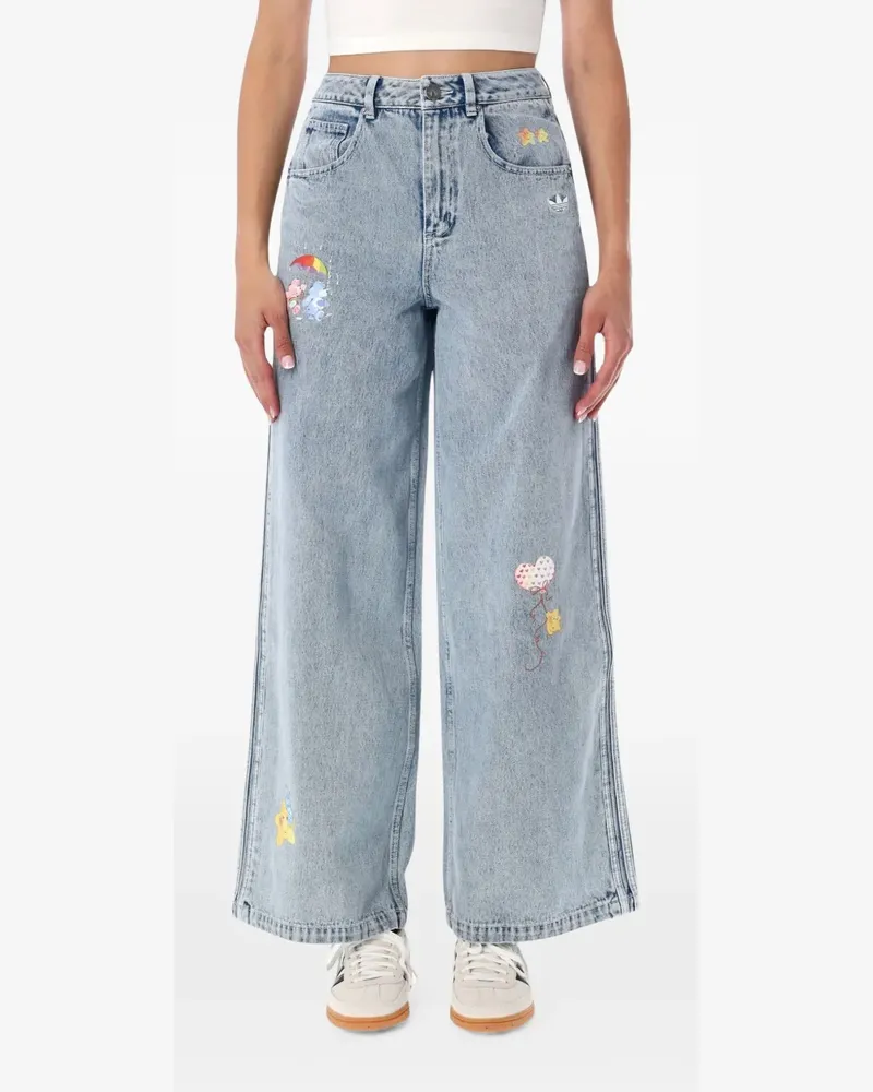 adidas embroidered Trefoil-logo jeans - Blau Blau