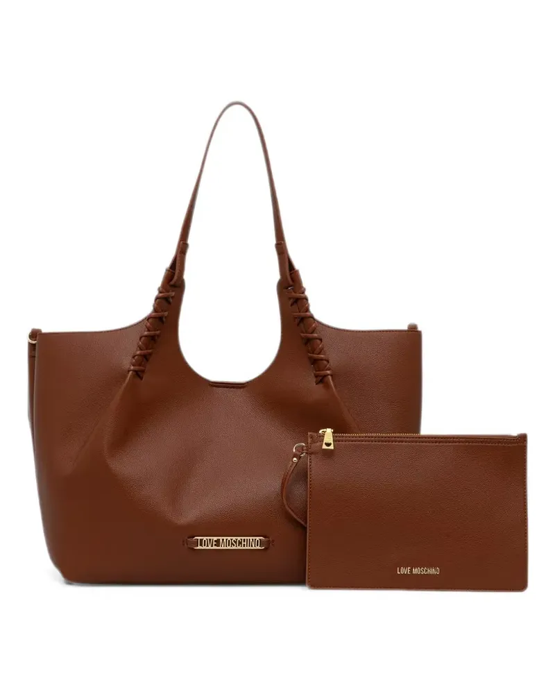 Moschino logo-lettering whipstitched tote bag - Braun Braun