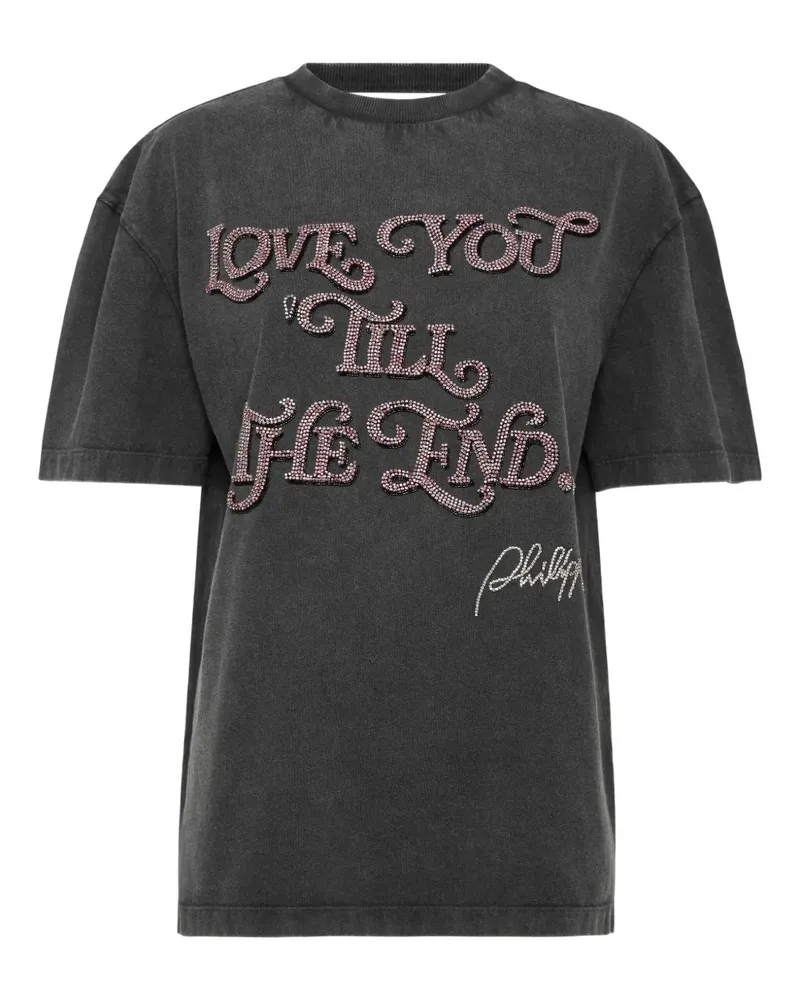 Philipp Plein Rückenfreies T-Shirt mit Pailletten - Schwarz Schwarz