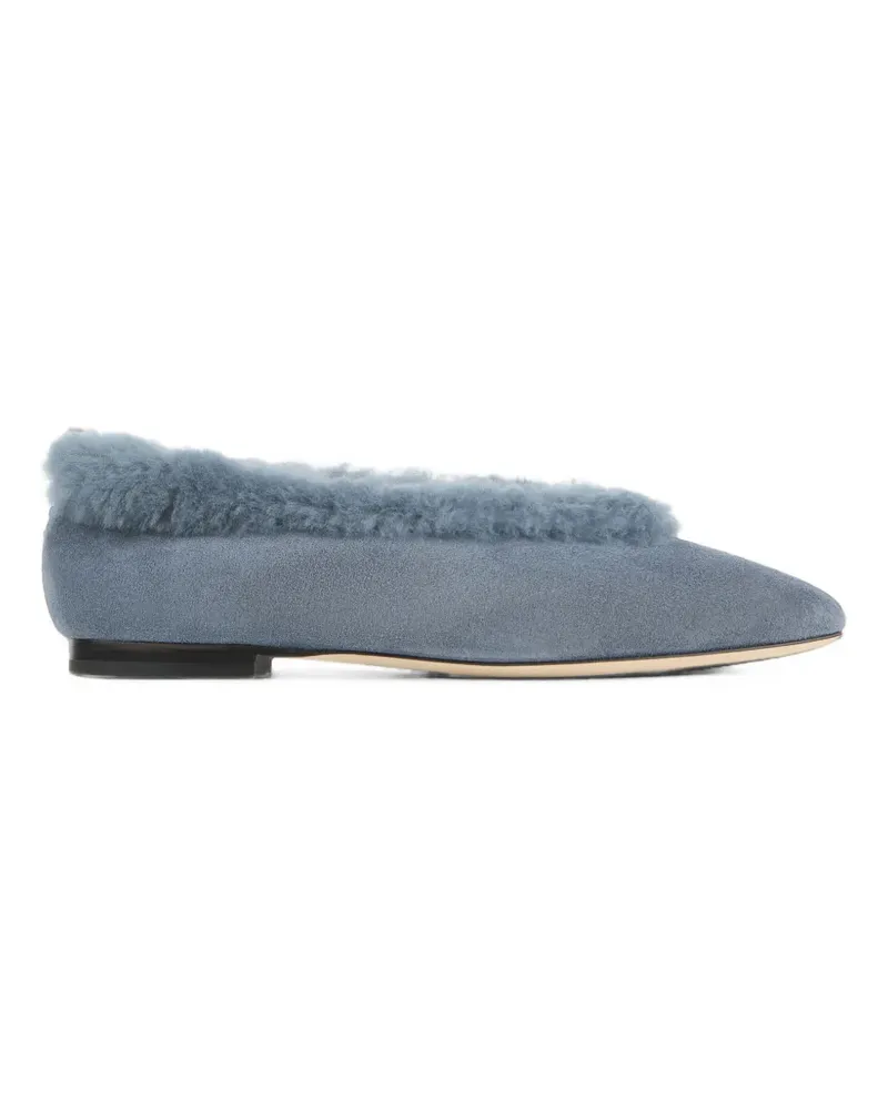 Jimmy Choo Ballerinas aus Wildleder mit Shearling-Besatz - Blau Blau