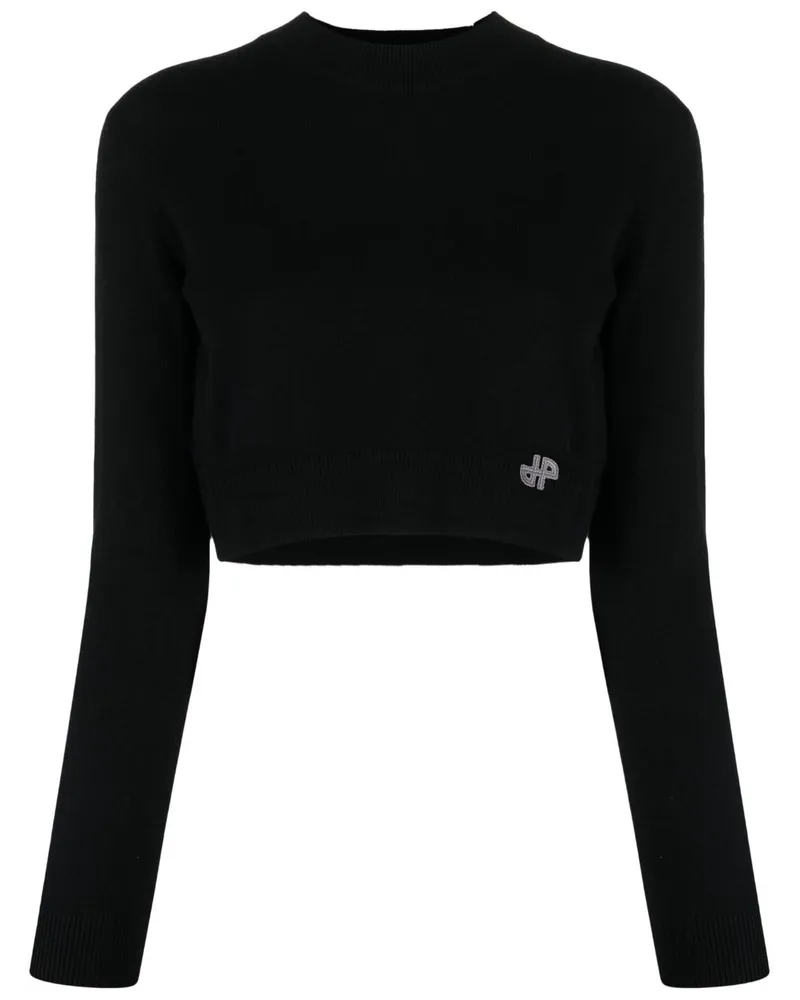 Patou Cropped-Pullover mit Logo-Patch Schwarz