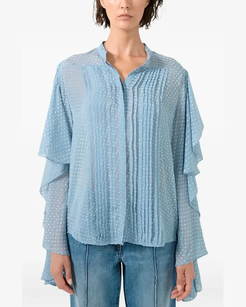 Barbara Bui Gerüschte Plumetis Seidenbluse - Blau Blau
