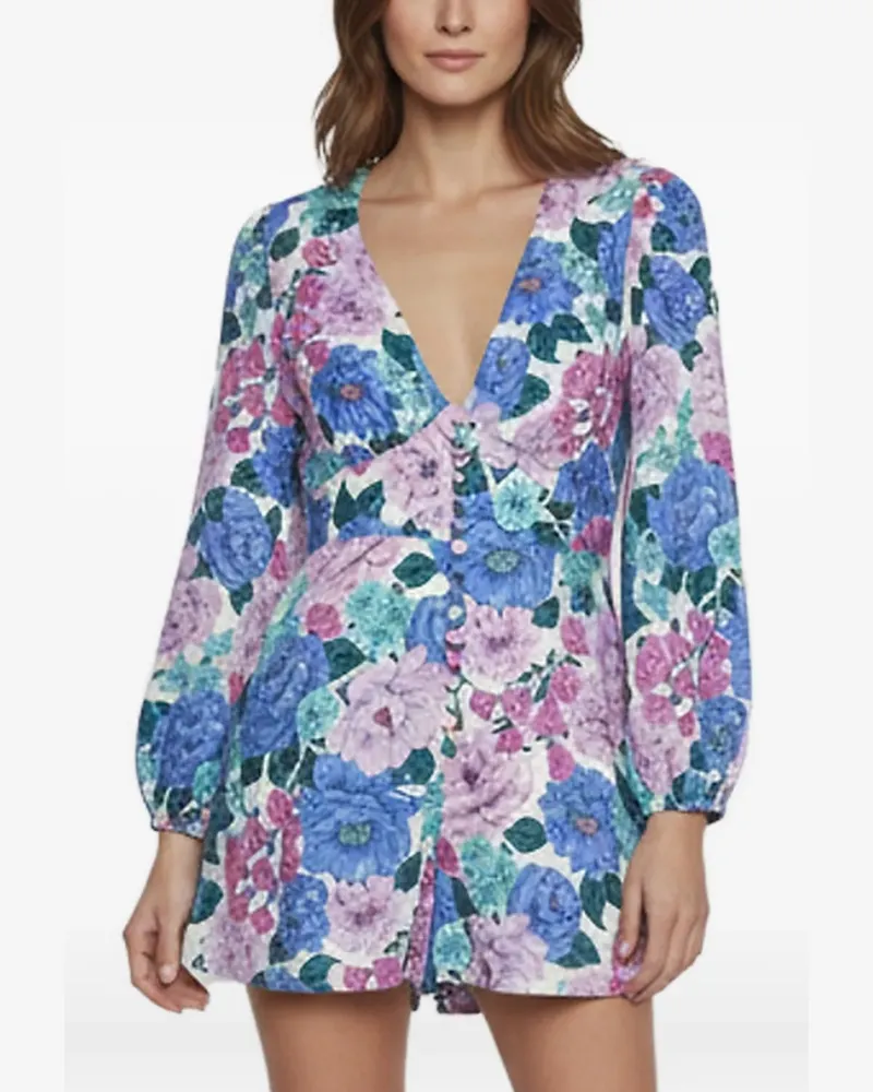 Zimmermann Poppy Flora playsuit - Blau Blau