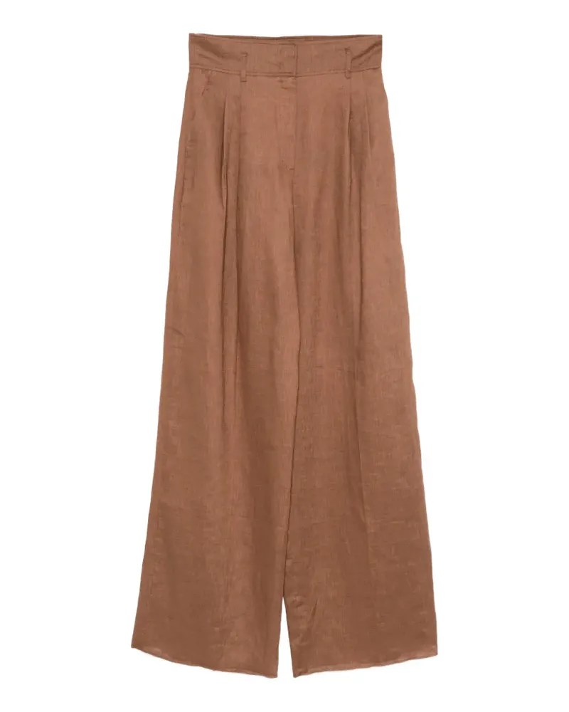 Max Mara Tmateria Leinenhose mit Falten - Braun Braun
