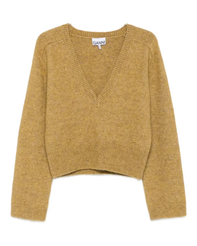 Ganni Pullover mit V-Ausschnitt - Gelb Gelb