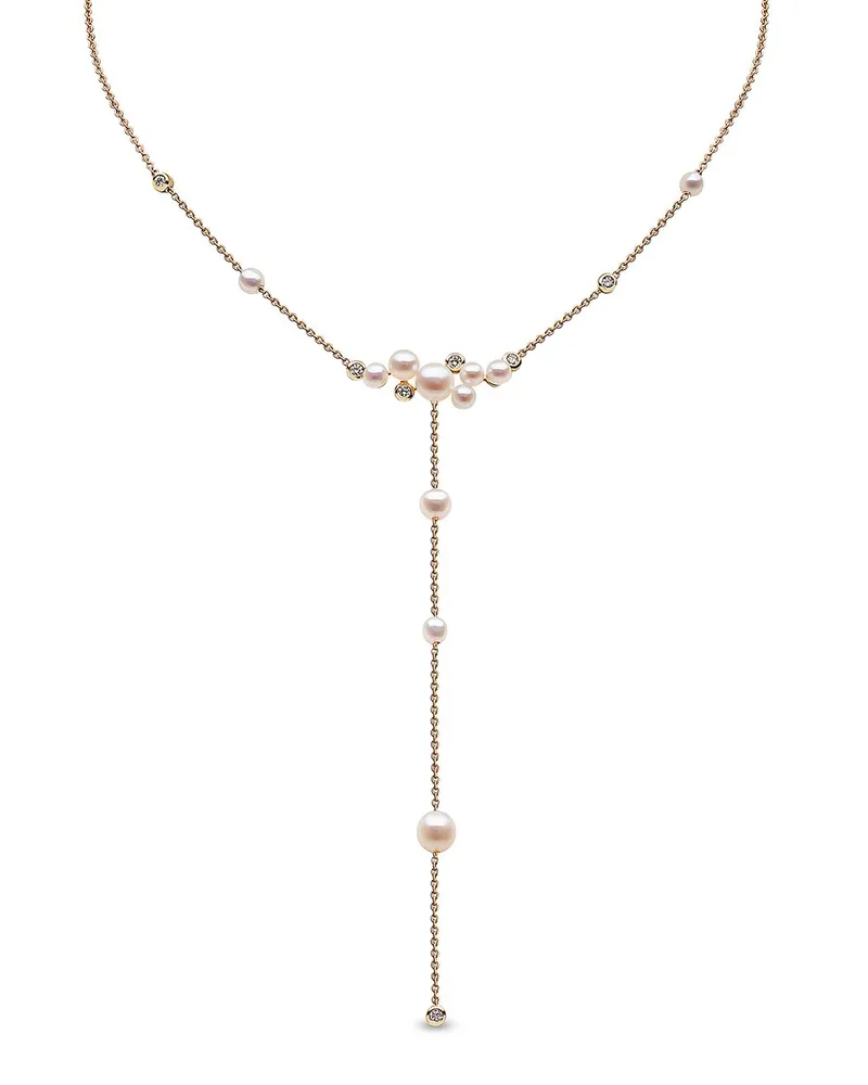 YOKO London 18kt Trend Gelbgoldhalskette mit Süßwasserperle und Diamanten Gold