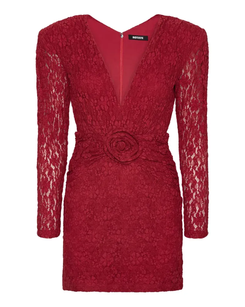 ROTATE Birger Christensen lace V-neck mini dress Rot