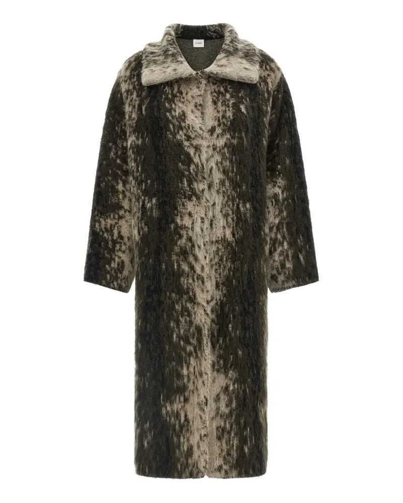 NUDE animal-print brushed-finish coat - Braun Braun