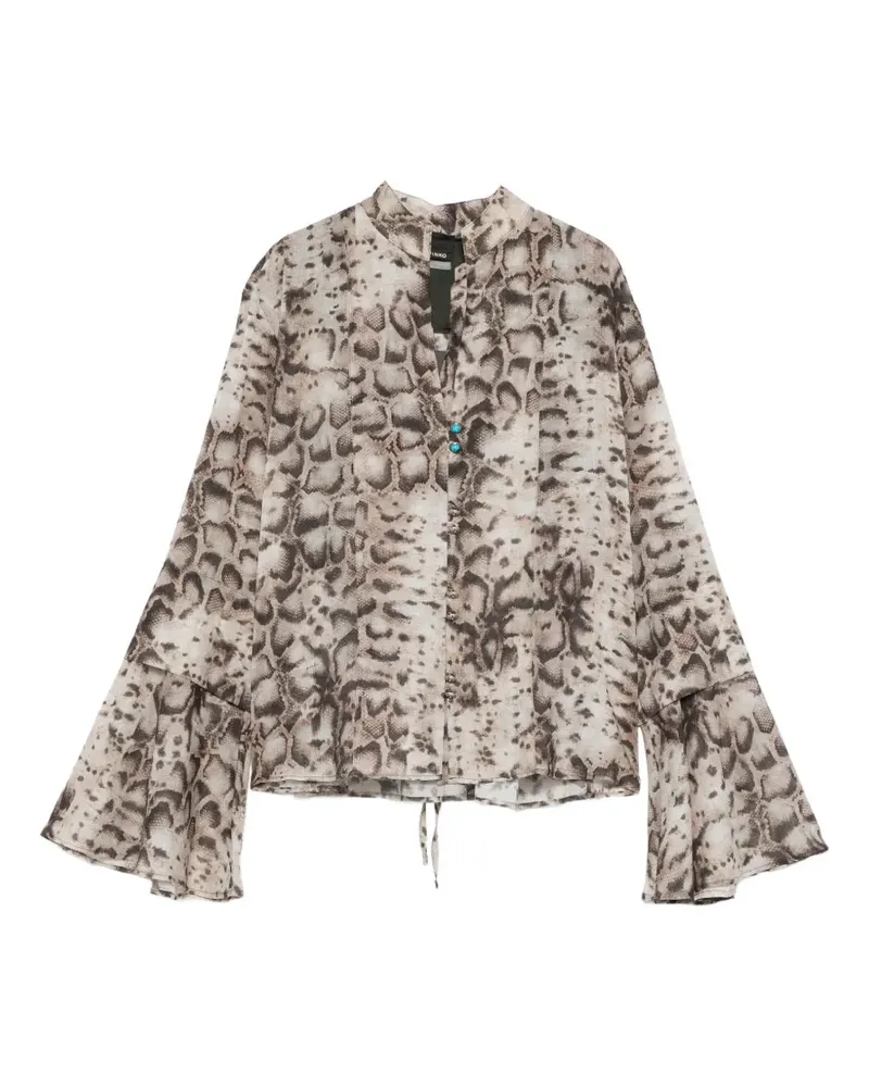 Pinko snakeskin-print flared-sleeve shirt - Nude Nude
