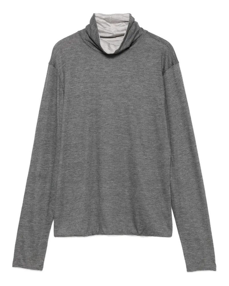 Purotatto Gestreiftes Rollkragenoberteil - Grau Grau