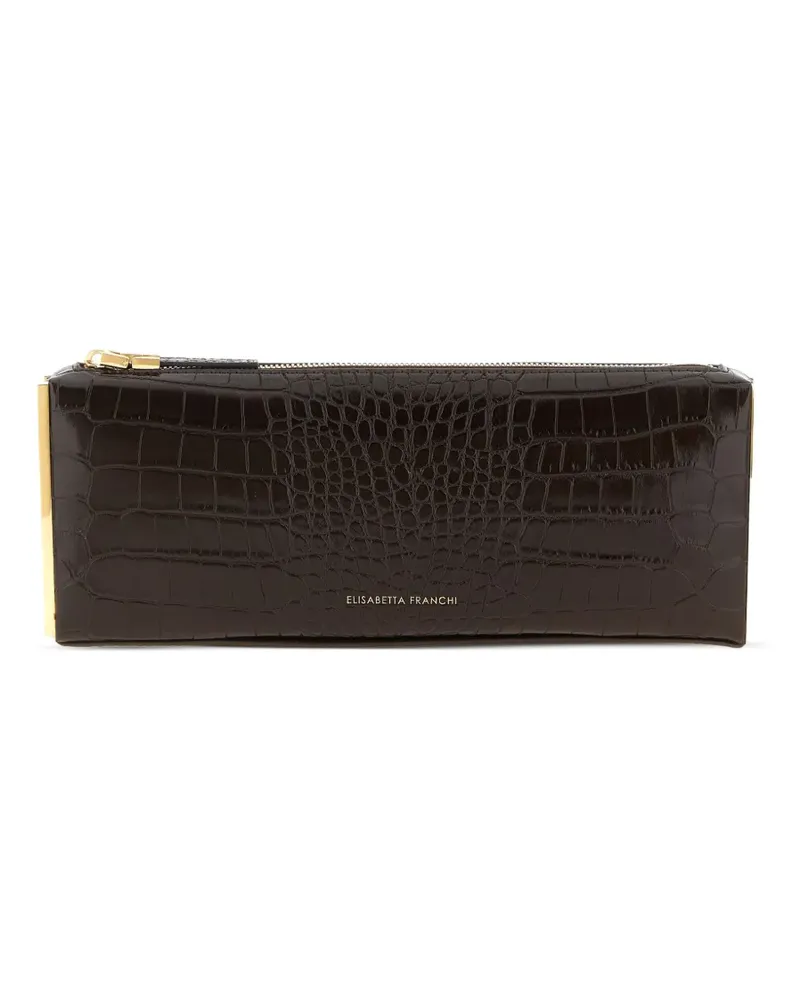 Elisabetta Franchi Kleine Clutch in Kroko-Optik - Braun Braun