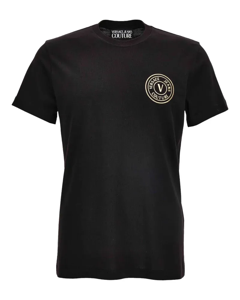 Versace Jeans T-Shirt mit Logo-Schild - Schwarz Schwarz
