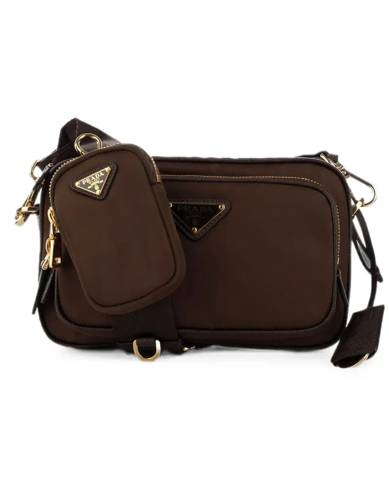 Prada logo-plaque shoulder bag - Braun Braun