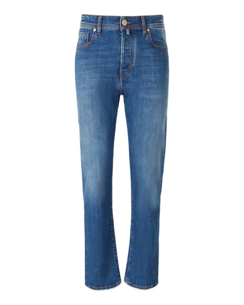 Jacob Cohën logo-patch whiskered jeans - Blau Blau