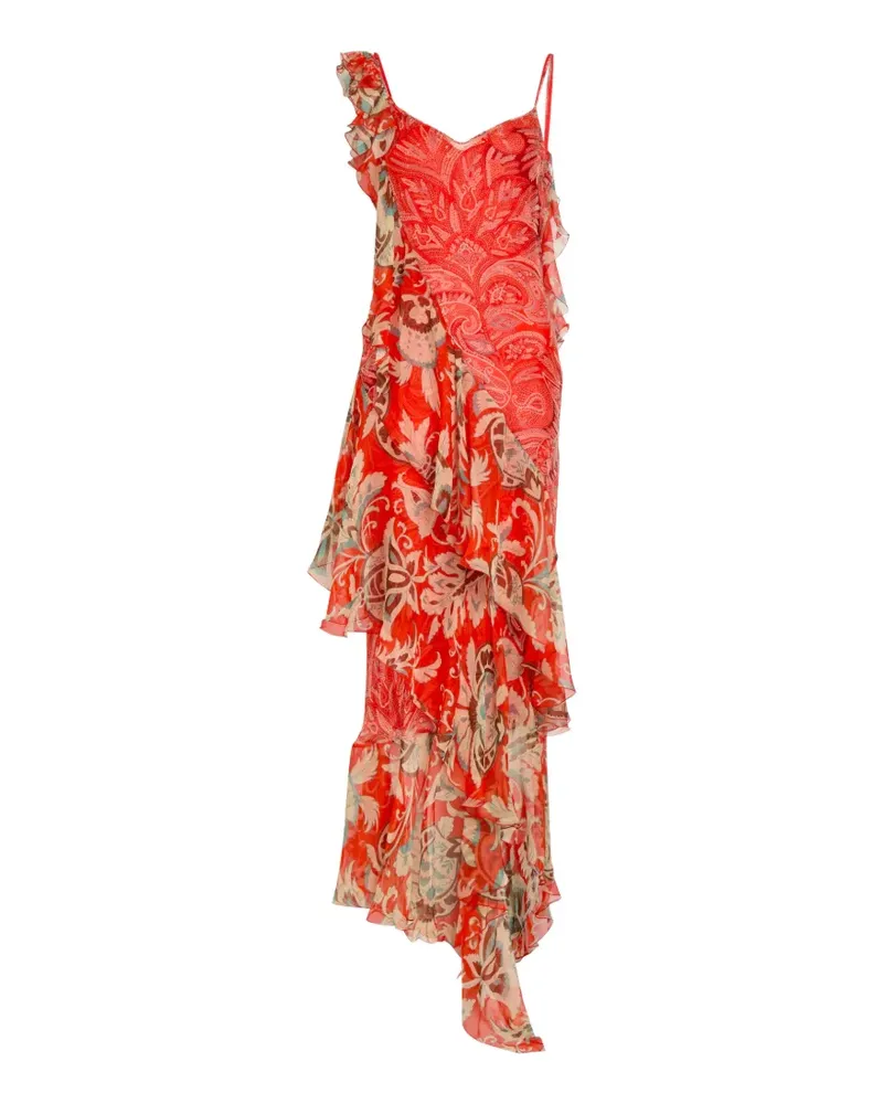 Etro Paisley-print ruffled dress - Rot Rot