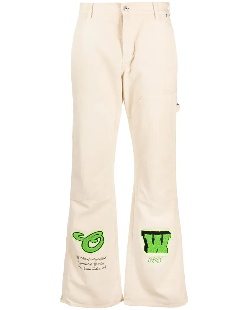 OFF-WHITE Straight-Leg-Jeans mit Logo - Nude Nude