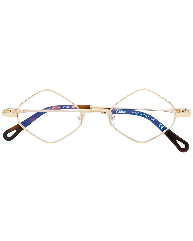 Chloé Eckige Brille mit Logo - Gold Gold