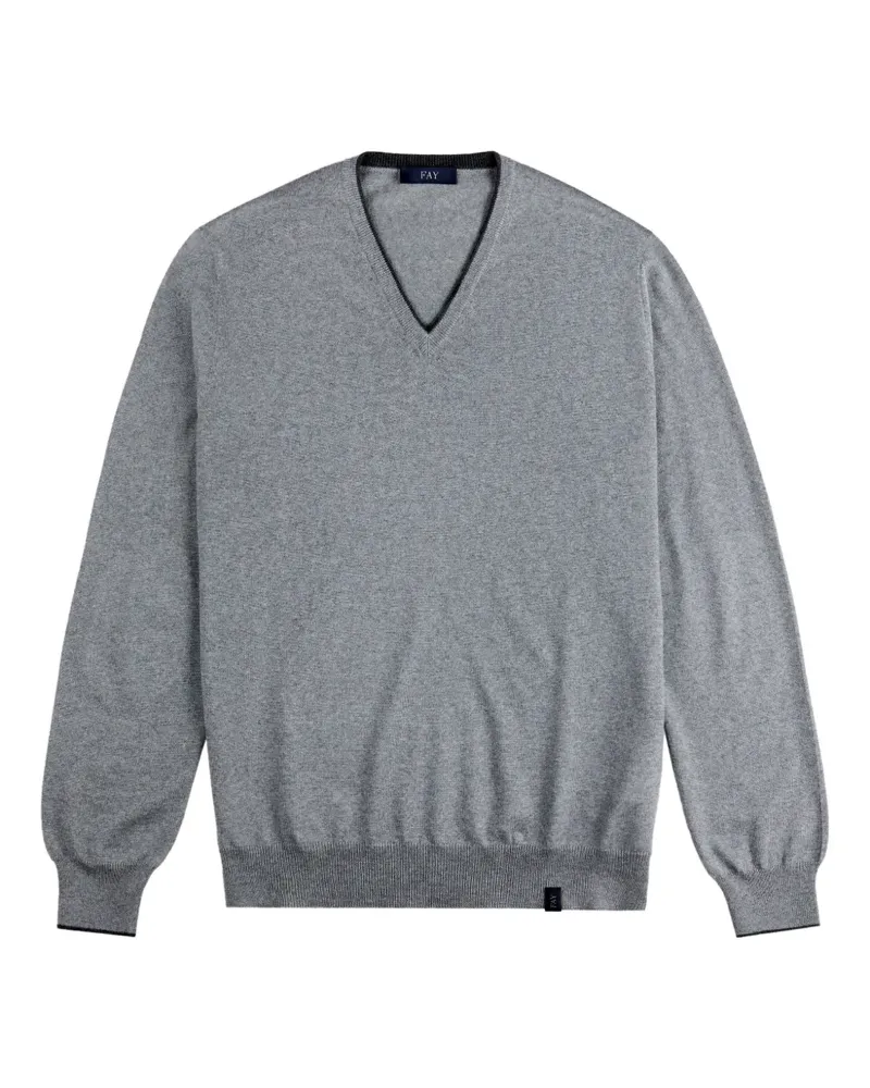 Fay V-neck elbow-patch sweater - Grau Grau