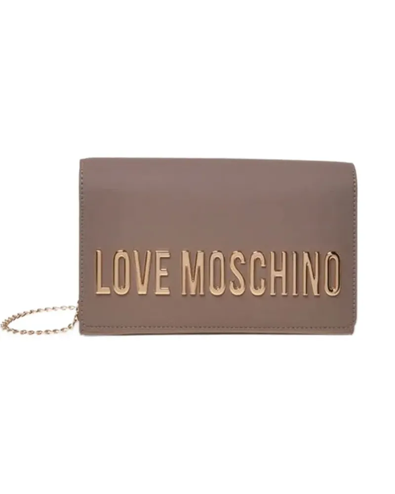 Moschino logo-plaque chain-strap shoulder bag - Nude Nude
