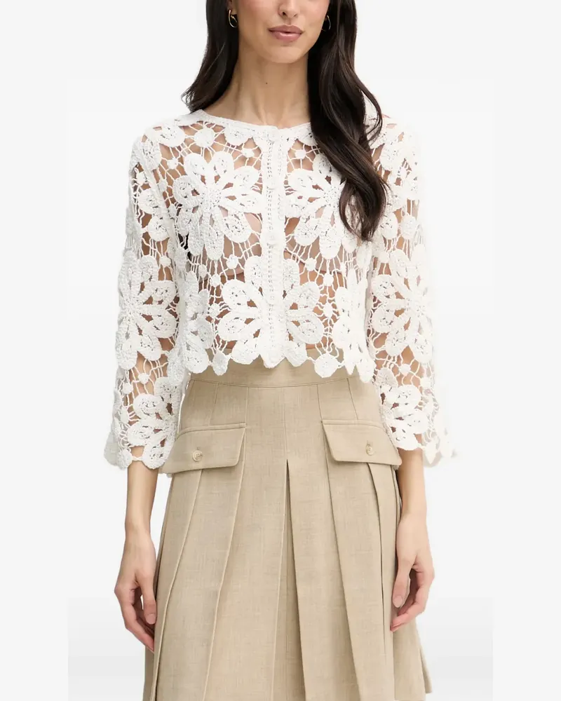 Joseph Ribkoff floral-crochet cardigan - Weiß Weiß