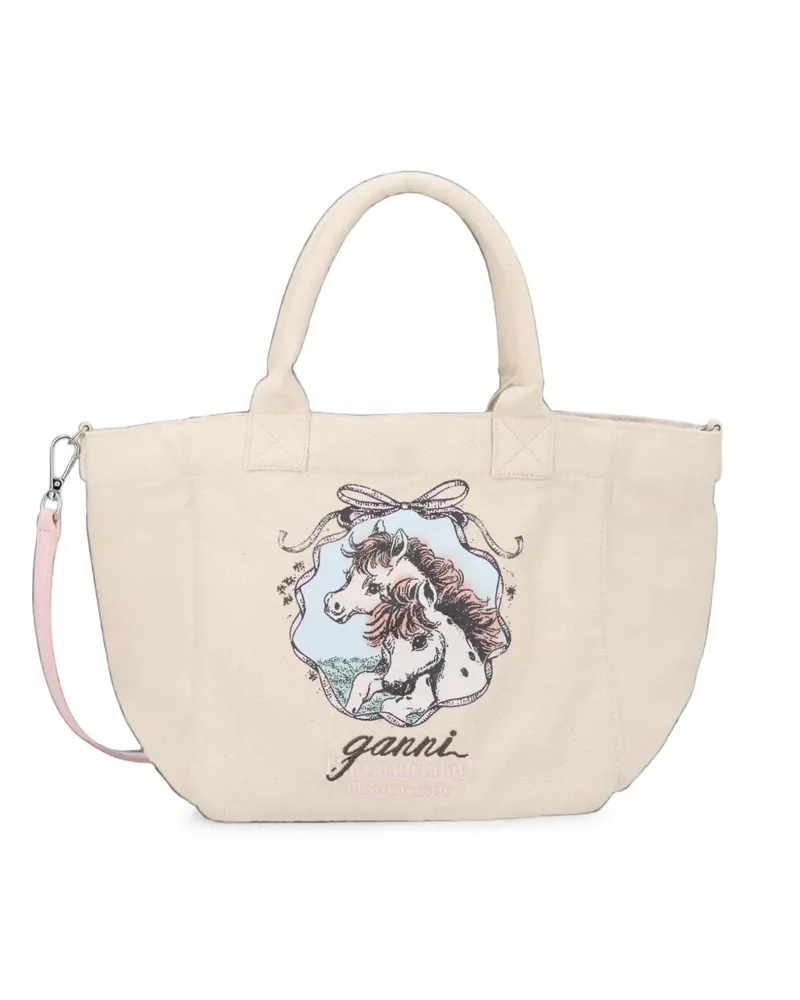 Ganni Easy Pony tote bag - Nude Nude